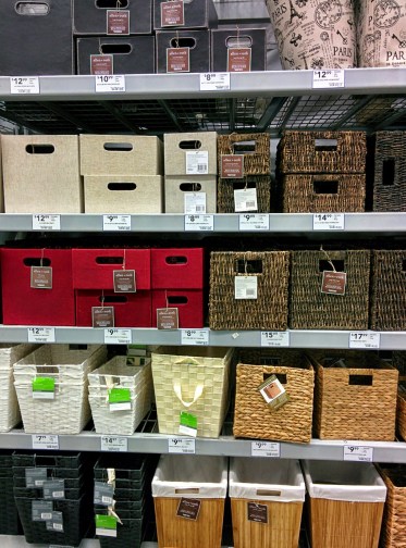 Baskets, bins, totes...all shapes, colors and sizes to go with your decor.